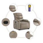 Fauteuil inclinable de massage électrique cappuccino similicuir – Image 5