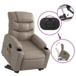 Fauteuil inclinable de massage électrique cappuccino similicuir – Image 8