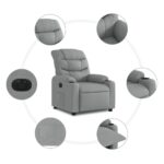 Fauteuil inclinable électrique Gris clair Tissu – Image 5