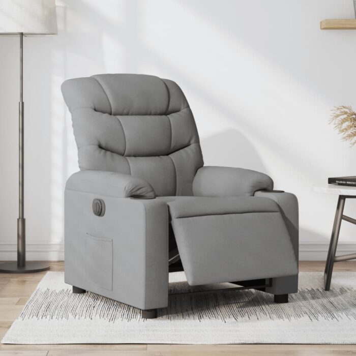 Fauteuil inclinable électrique Gris clair Tissu – Image 1