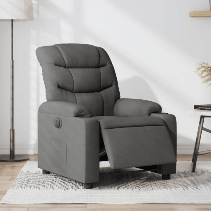 Fauteuil inclinable électrique Gris foncé Tissu – Image 1