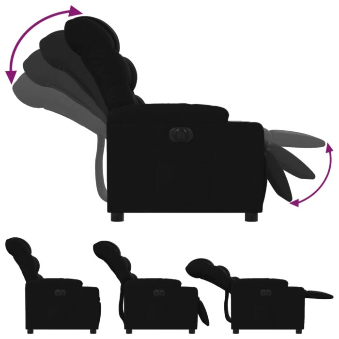 Fauteuil inclinable électrique Noir Tissu – Image 4