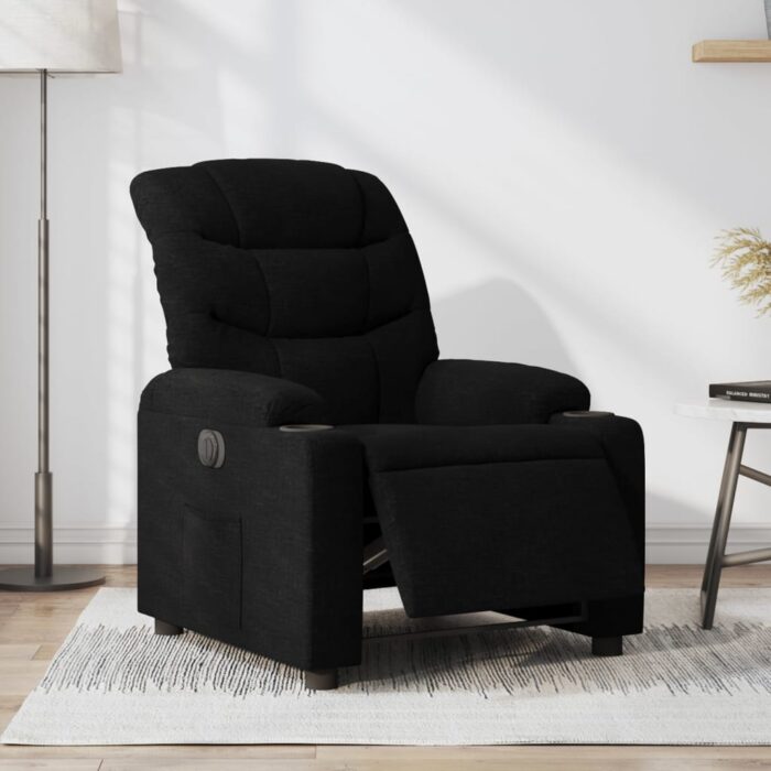 Fauteuil inclinable électrique Noir Tissu – Image 1