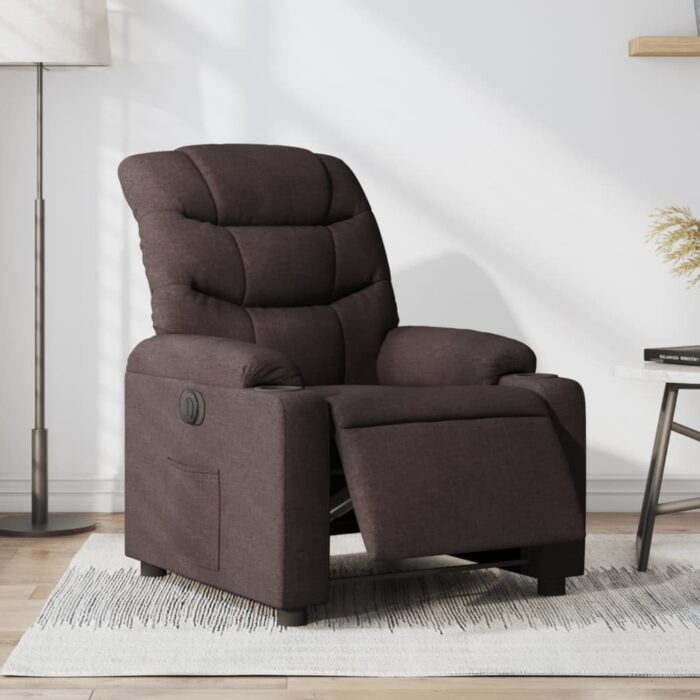 Fauteuil inclinable électrique Marron foncé Tissu – Image 1