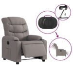 Fauteuil inclinable électrique Taupe Tissu – Image 3