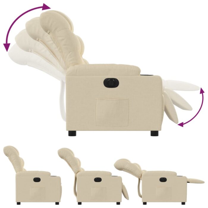 Fauteuil inclinable électrique Crème Tissu – Image 4