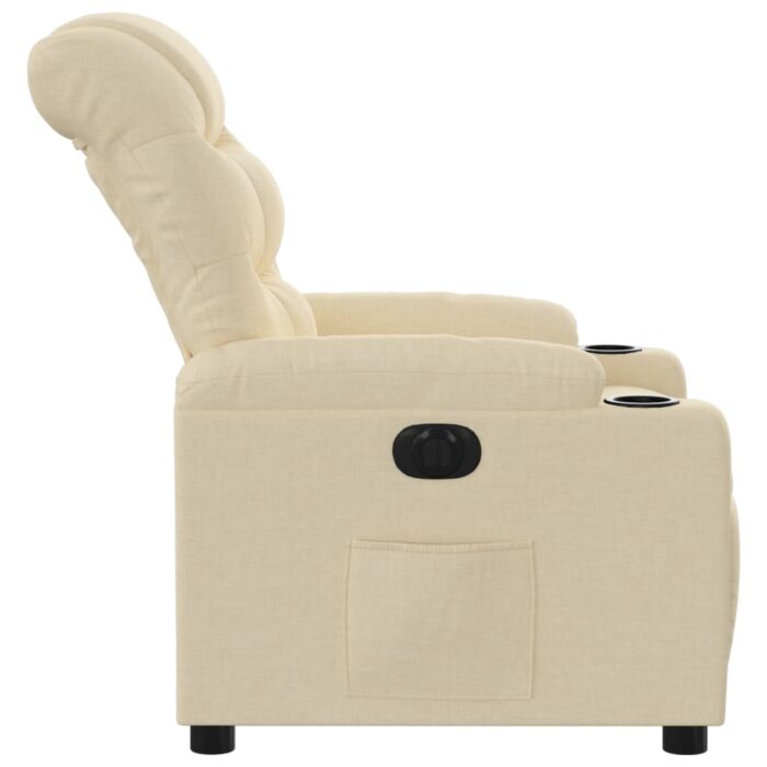 Fauteuil inclinable électrique Crème Tissu – Image 7
