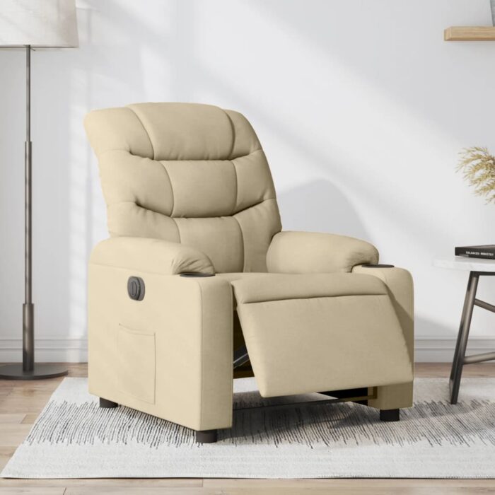 Fauteuil inclinable électrique Crème Tissu – Image 1