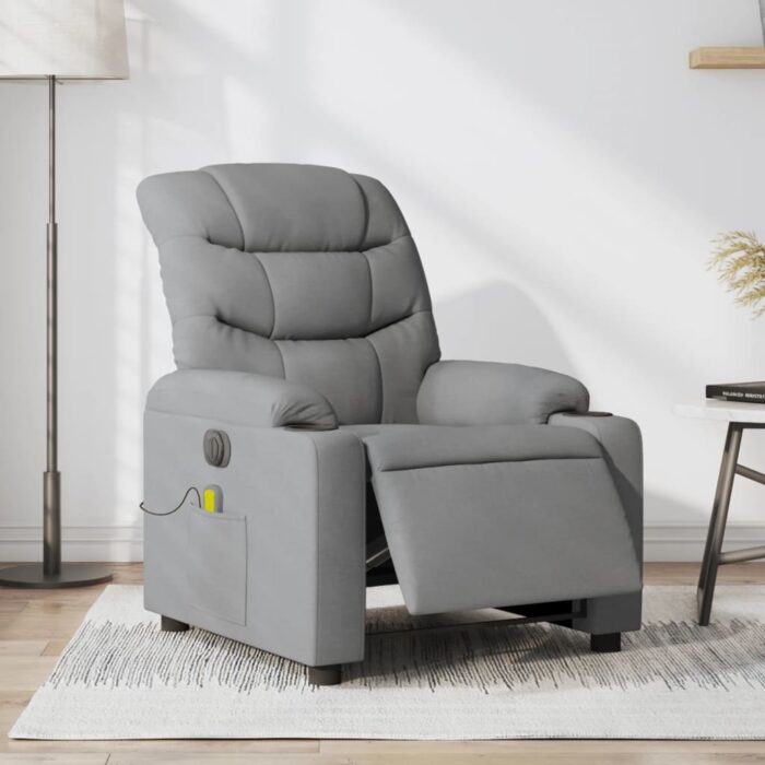 Fauteuil de massage inclinable électrique gris clair tissu – Image 1