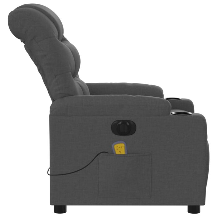 Fauteuil inclinable de massage électrique gris foncé tissu – Image 7