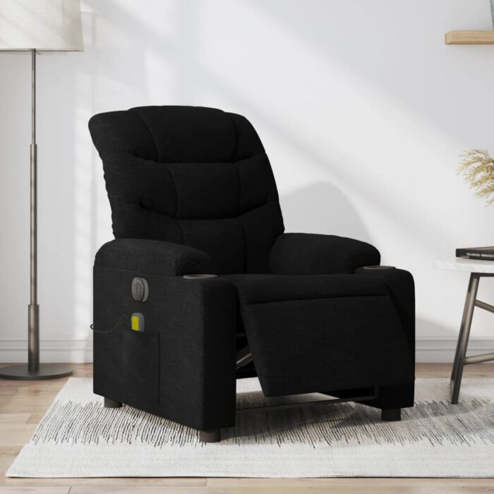 Fauteuil de massage inclinable électrique Noir Tissu – Image 1