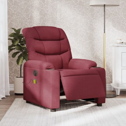 Fauteuil de massage inclinable électrique Rouge bordeaux Tissu