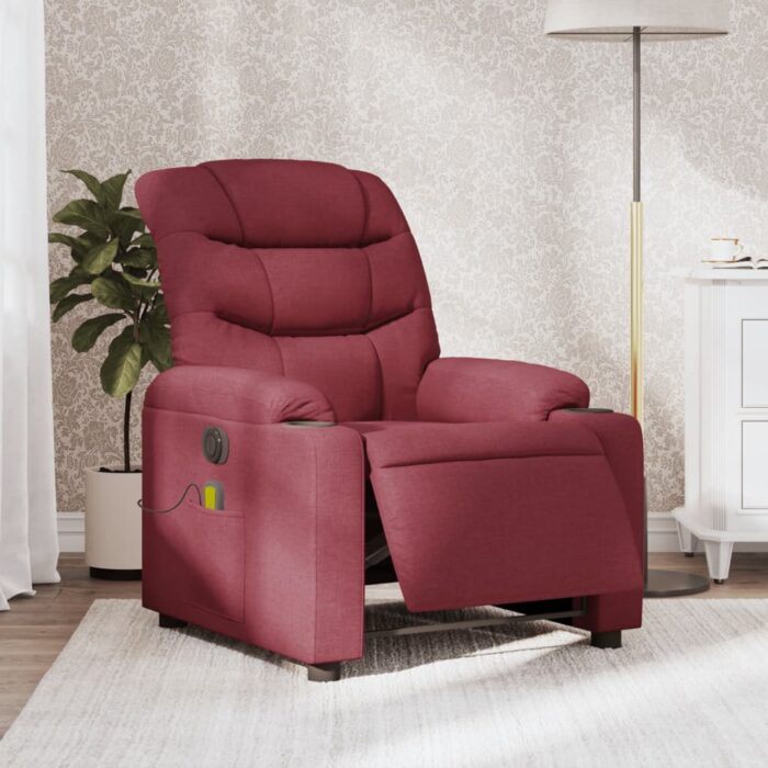 Fauteuil de massage inclinable électrique Rouge bordeaux Tissu – Image 1