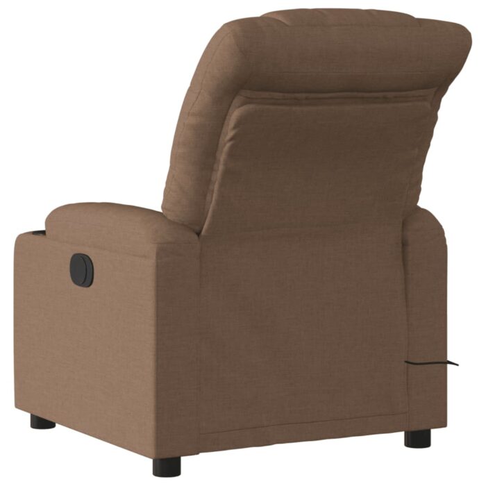 Fauteuil inclinable de massage électrique marron tissu – Image 2