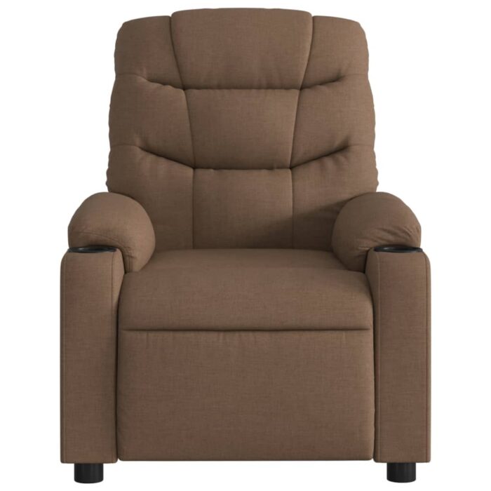 Fauteuil inclinable de massage électrique marron tissu – Image 6