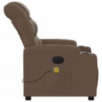 Fauteuil inclinable de massage électrique marron tissu – Image 7