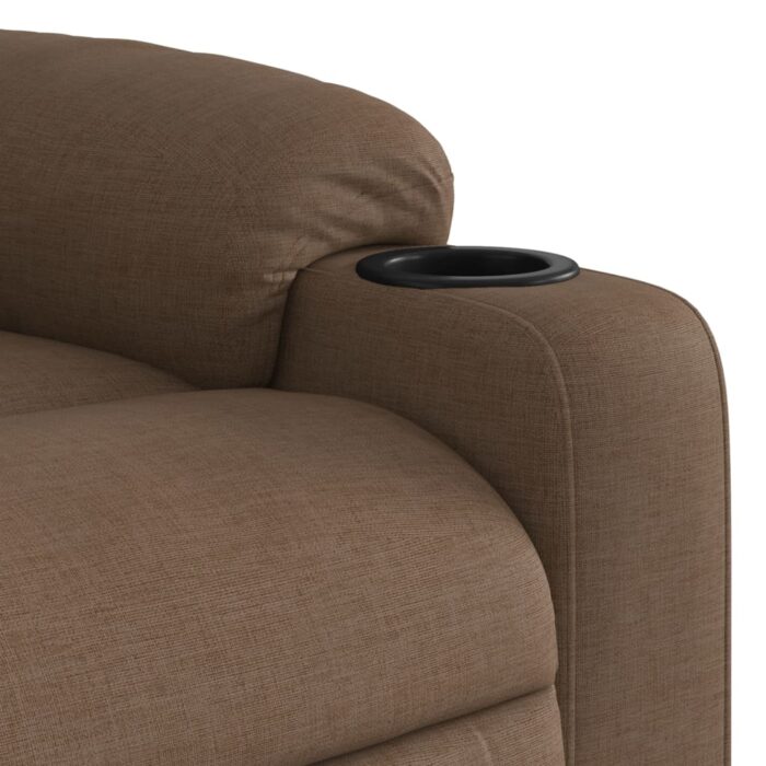 Fauteuil inclinable de massage électrique marron tissu – Image 8