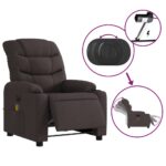 Fauteuil de massage inclinable électrique Marron foncé Tissu – Image 3