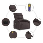 Fauteuil de massage inclinable électrique Marron foncé Tissu – Image 5