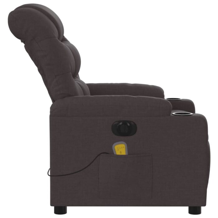 Fauteuil de massage inclinable électrique Marron foncé Tissu – Image 7