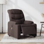 Fauteuil de massage inclinable électrique Marron foncé Tissu