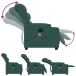 Fauteuil de massage inclinable électrique Vert foncé Tissu – Image 4