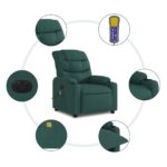 Fauteuil de massage inclinable électrique Vert foncé Tissu – Image 5