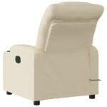 Fauteuil inclinable de massage électrique crème tissu – Image 2