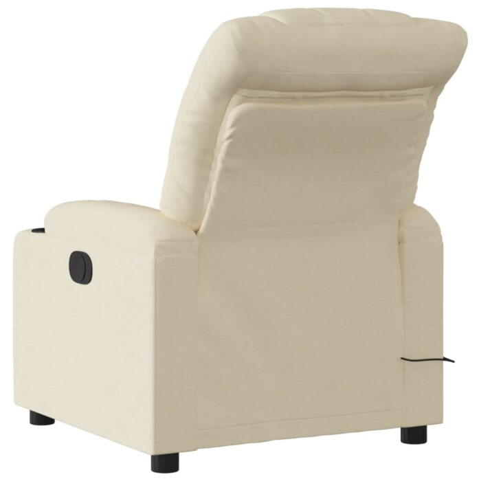 Fauteuil inclinable de massage électrique crème tissu – Image 2