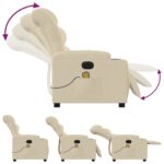 Fauteuil inclinable de massage électrique crème tissu – Image 4