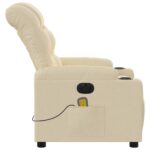 Fauteuil inclinable de massage électrique crème tissu – Image 7