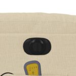 Fauteuil inclinable de massage électrique crème tissu – Image 9