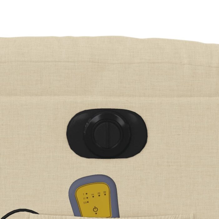 Fauteuil inclinable de massage électrique crème tissu – Image 9