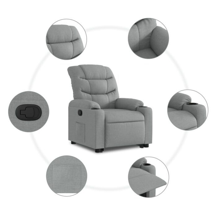Fauteuil inclinable Gris clair Tissu – Image 5
