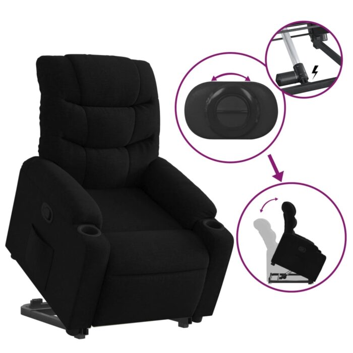 Fauteuil inclinable noir tissu – Image 3