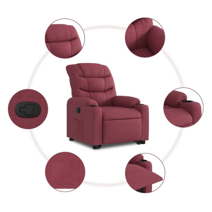 Fauteuil inclinable rouge bordeaux tissu – Image 5