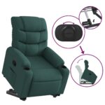 Fauteuil inclinable vert foncé tissu – Image 3