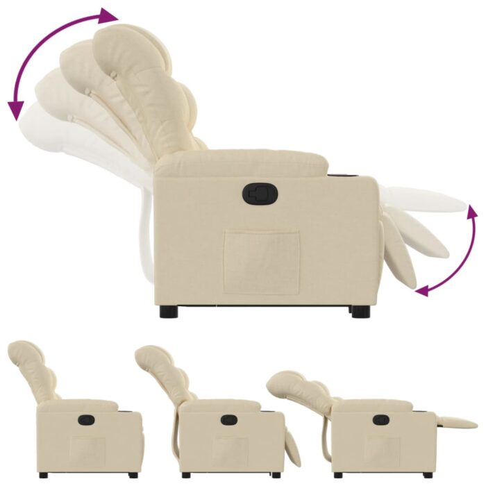 Fauteuil inclinable Crème Tissu – Image 4