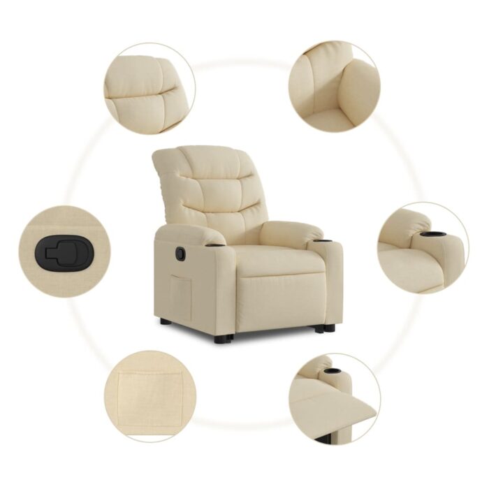 Fauteuil inclinable Crème Tissu – Image 5
