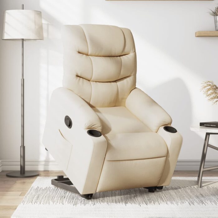 Fauteuil inclinable Crème Tissu – Image 1
