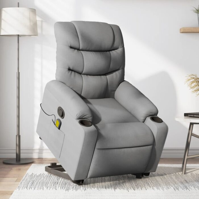 Fauteuil de massage inclinable Gris clair Tissu – Image 1
