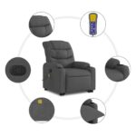Fauteuil de massage inclinable Gris foncé Tissu – Image 5