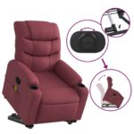 Fauteuil inclinable de massage Rouge bordeaux Tissu – Image 3