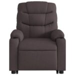 Fauteuil inclinable de massage Marron foncé Tissu – Image 6