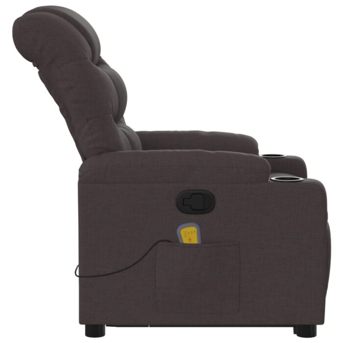 Fauteuil inclinable de massage Marron foncé Tissu – Image 7