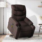 Fauteuil inclinable de massage Marron foncé Tissu