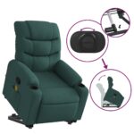 Fauteuil inclinable de massage Vert foncé Tissu – Image 3