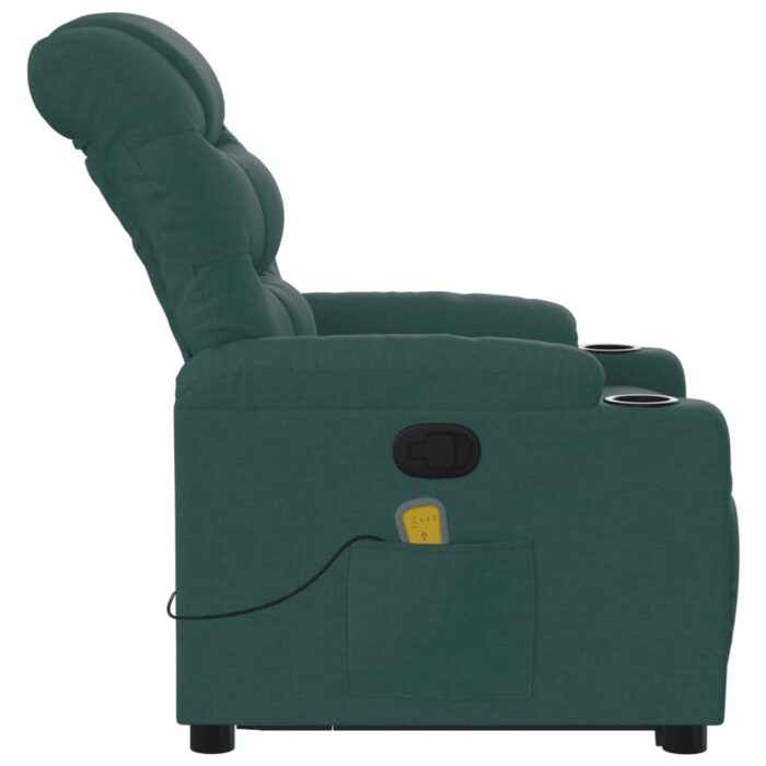 Fauteuil inclinable de massage Vert foncé Tissu – Image 7