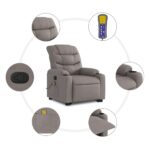 Fauteuil inclinable de massage Taupe Tissu – Image 5
