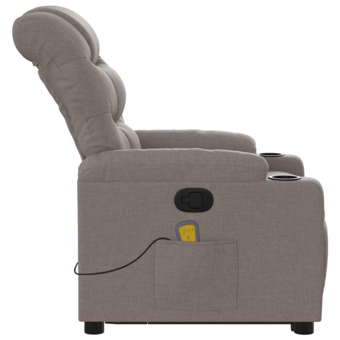 Fauteuil inclinable de massage Taupe Tissu – Image 7